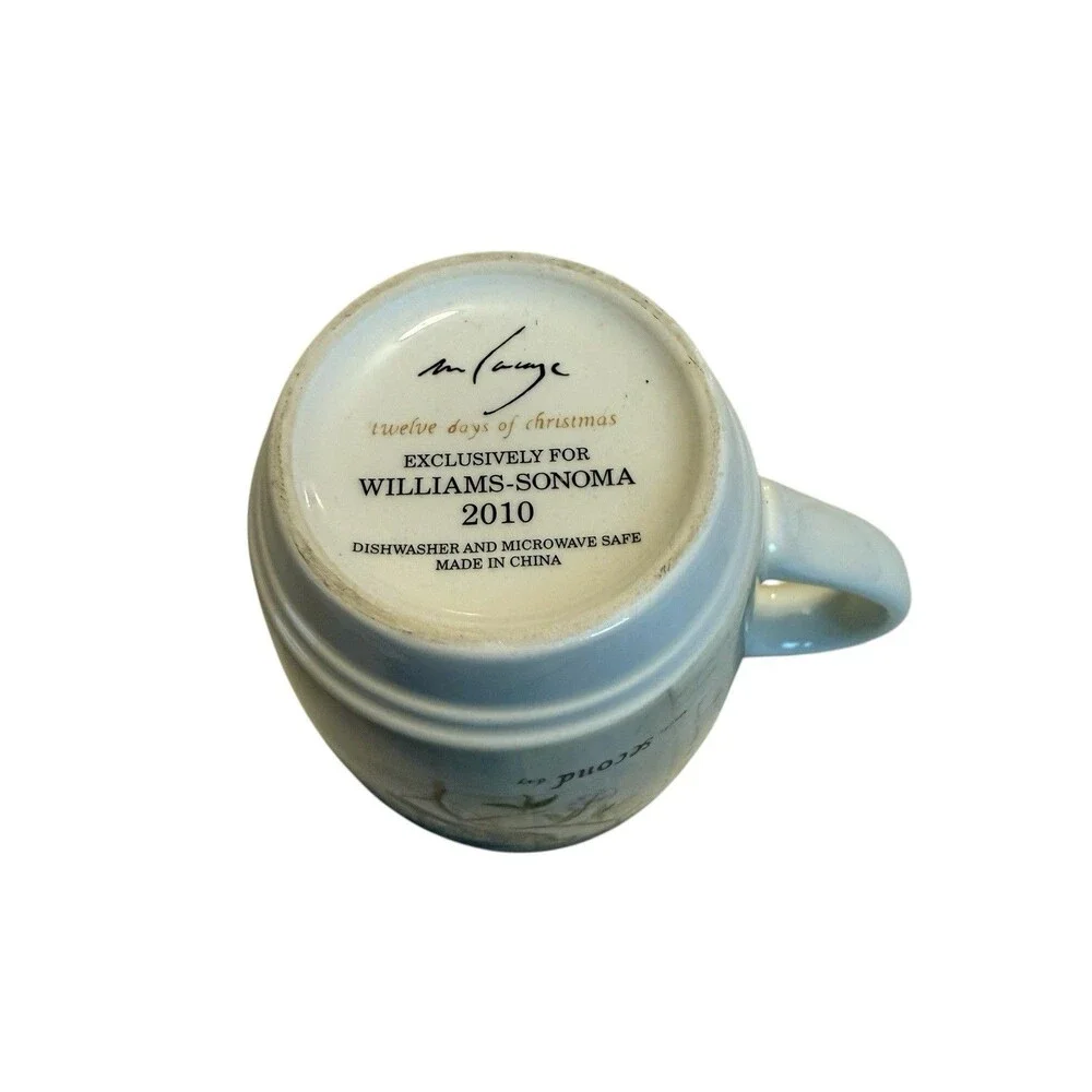 Williams Sonoma 5th & 6th Day Of Christmas Mug 2010 Golden Rings Geese A-laying